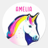 Magisches Einhorn mit Sternenhimmel Runder Aufkleber (Vorderseite)