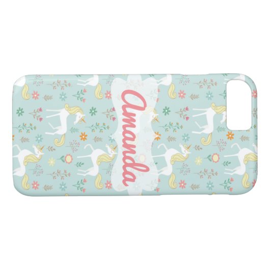 Magisches Einhorn-Muster, blau Case-Mate iPhone Hülle (Rückseite (Horizontal))