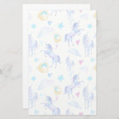 Magisches Einhorn Muster Watercolor Fantasy Design Briefpapier (Vorne/Hinten)