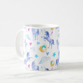 Magisches Einhorn Muster Watercolor Fantasy Design Kaffeetasse (Vorderseite Links)