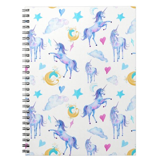 Magisches Einhorn Muster Watercolor Fantasy Design Notizblock (Vorderseite)