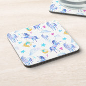 Magisches Einhorn Muster Watercolor Fantasy Design Untersetzer (Linke Seite)
