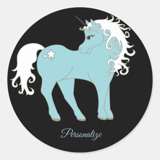 Magisches Einhorn Niedlich & Adorable mit Star Runder Aufkleber (Vorderseite)