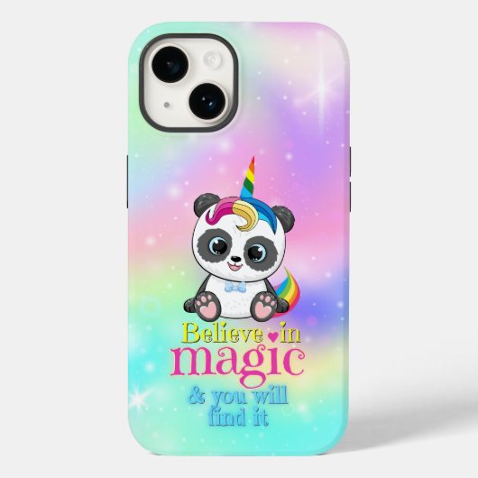 Magisches Einhorn-Panda auf Regenbogenuntergrund Case-Mate iPhone Hülle (Rückseite)