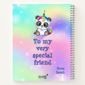 Magisches Einhorn-Panda auf Regenbogenuntergrund Notizblock (Rückseite)