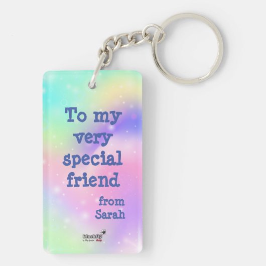 Magisches Einhorn-Panda auf Regenbogenuntergrund Schlüsselanhänger (Rückseite)