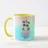 Magisches Einhorn-Panda auf Regenbogenuntergrund Tasse (Links)