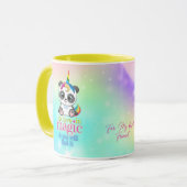 Magisches Einhorn-Panda auf Regenbogenuntergrund Tasse (Vorderseite Links)