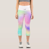 Magisches Einhorn Panda. Rainbow Fantasy Acwear Capri Leggings (Vorderseite)