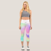 Magisches Einhorn Panda. Rainbow Fantasy Acwear Capri Leggings (Vorderseite)