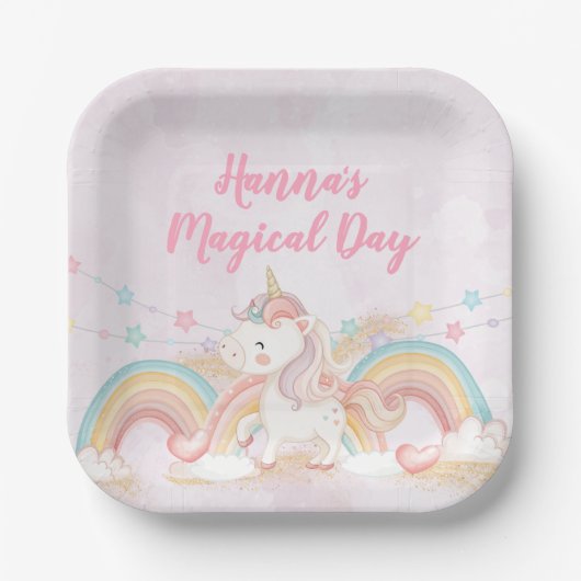 Magisches Einhorn Pappteller (Vorderseite)
