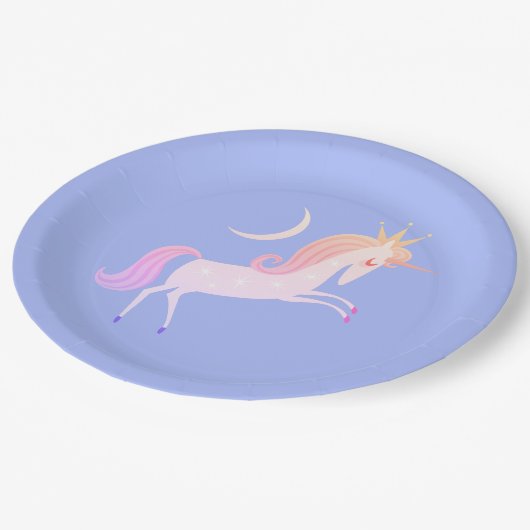 magisches Einhorn Pappteller (Schrägansicht)