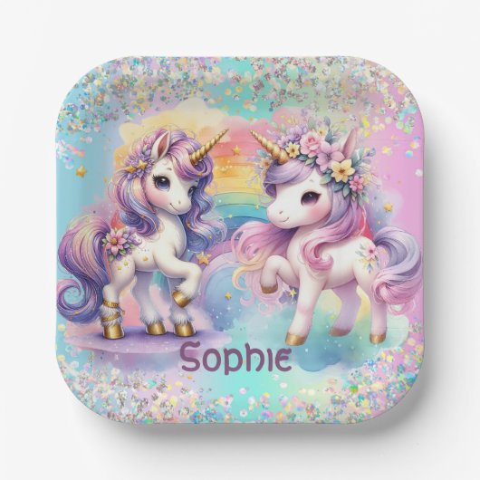 Magisches Einhorn Pappteller (Vorderseite)