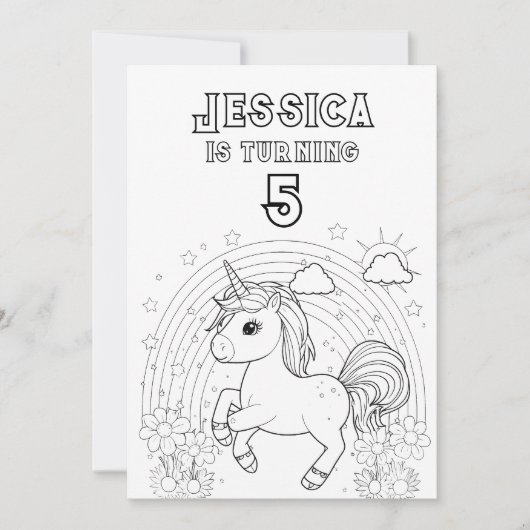 Magisches Einhorn-Party Einfärben in Farbe Einladung (Vorderseite)