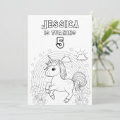 Magisches Einhorn-Party Einfärben in Farbe Einladung (Stehend Vorderseite)
