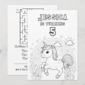 Magisches Einhorn-Party Einfärben in Farbe Einladung (Vorne/Hinten)