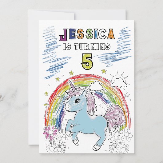 Magisches Einhorn-Party Einfärben in Farbe Einladung