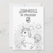 Magisches Einhorn-Party Einfärben in Farbe Einladung (Vorderseite)