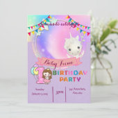 Magisches Einhorn - Party Einladung zum 1. Geburts (Stehend Vorderseite)