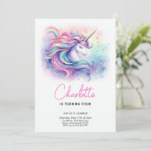 Magisches Einhorn-Party jedes Alters Geburtstag Einladung (Stehend Vorderseite)