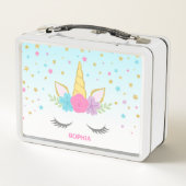 Magisches Einhorn Personalisiert Kids Metall Brotdose (Rückseite)