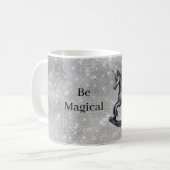 Magisches Einhorn Pferd Silber Glanz Kaffeetasse (Vorderseite Links)