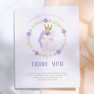 Magisches Einhorn Prinzessin   Geburtstags Dankesc Postkarte
