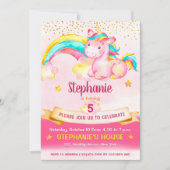 Magisches Einhorn & Regenbogen Geburtstag Einladung (Vorderseite)