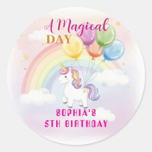 Magisches Einhorn & Regenbogen Geburtstag Runder Aufkleber