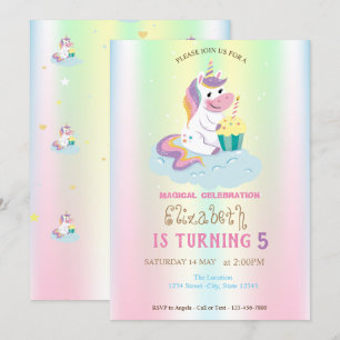 Magisches Einhorn Regenbogen Schillernder Geburtst Einladung