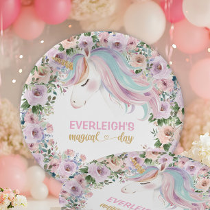 Magisches Einhorn Rosa Blume 1. Geburtstag Pappteller