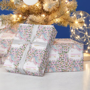 Magisches Einhorn Rosa Blume Geburtstag Geschenkpapier