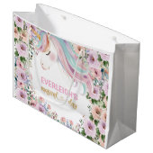 Magisches Einhorn Rosa Blume Geburtstag Große Geschenktüte (Vorderseite Schrägansicht)