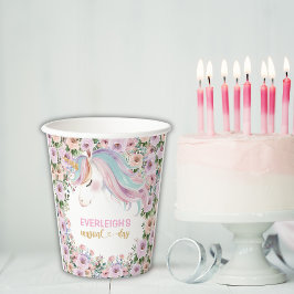 Magisches Einhorn Rosa Blume Geburtstag Pappbecher