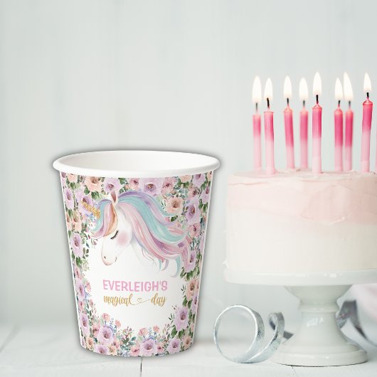 Magisches Einhorn Rosa Blume Geburtstag Pappbecher