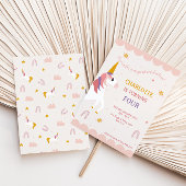 Magisches Einhorn Rosa & Lila Regenbogen Geburtsta Einladung