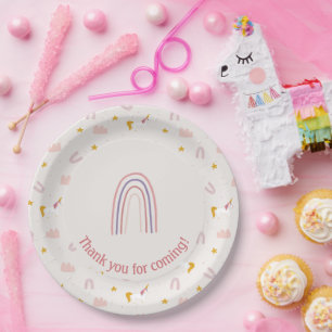 Magisches Einhorn Rosa Pastell Rainbow Pappteller