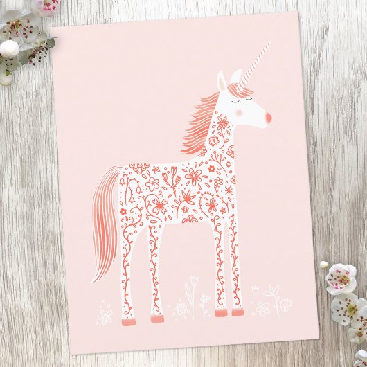 Magisches Einhorn Rosa Postkarte