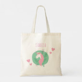 Magisches Einhorn Rosa und Aquamarin mit Name Girl Tragetasche (Rückseite)