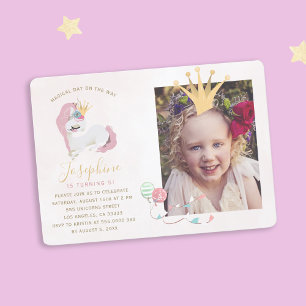 Magisches Einhorn rosa und gold Mädchen Foto Gebur Einladung