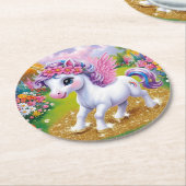 Magisches Einhorn Runder Pappuntersetzer (Angewinkelt)