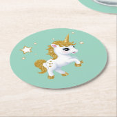 Magisches Einhorn Runder Pappuntersetzer (Angewinkelt)