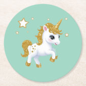 Magisches Einhorn Runder Pappuntersetzer (Vorderseite)