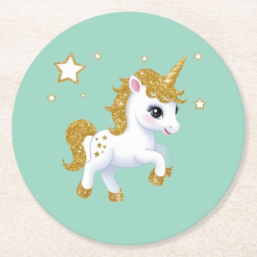 Magisches Einhorn Runder Pappuntersetzer (Vorderseite)