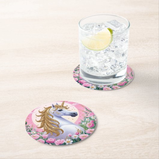 Magisches Einhorn Runder Pappuntersetzer (Vor Ort)