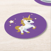 Magisches Einhorn Runder Pappuntersetzer (Angewinkelt)