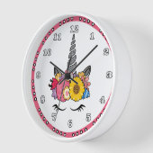 Magisches Einhorn Silver Glitzer Horn und Blume Uhr (Winkel)