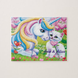 Magisches Einhorn & süße Kätzchen-Liebeskunst Puzzle