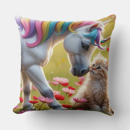 Magisches Einhorn und beste Kätzchenfreunde  Kissen