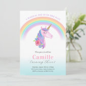 Magisches Einhorn und Regenbogen Einladung zum Geb (Stehend Vorderseite)